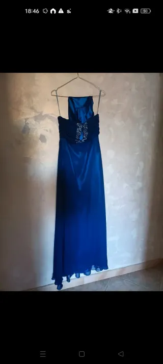Abito lungo blu fatto su misura taglia xs
