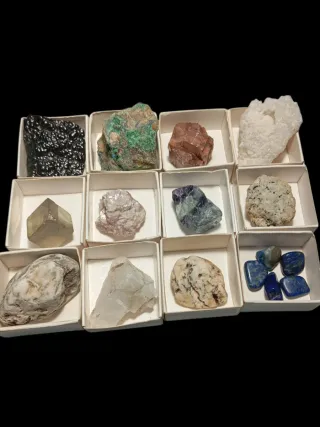 Collezione di 12 Minerali Naturali