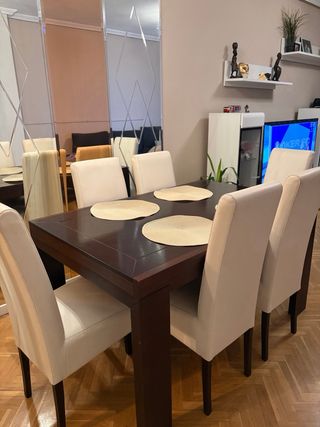 Mesa comedor extensible y 6 sillas
