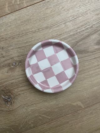 Porta joyas tablero ajedrez rosa y blanco