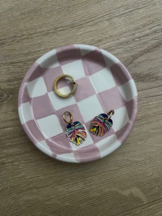 Porta joyas tablero ajedrez rosa y blanco