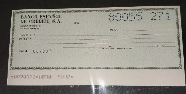 VECCHI ASSEGNI. CAJA PROVINCIAL DE AHORROS DE HUELVA. BANCO ESPAÑOL DE CRÉDITO S.A.
