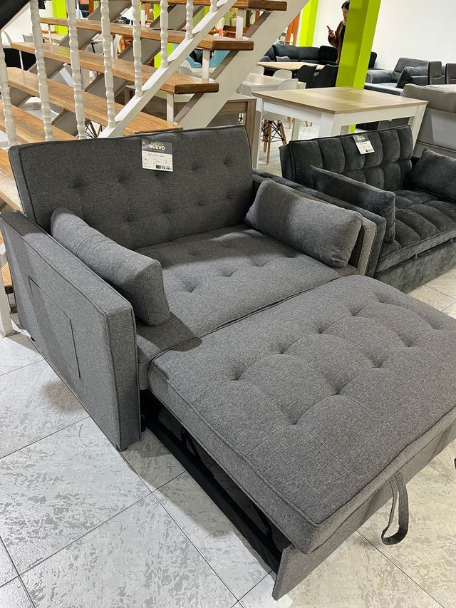 Sofá Cama Gris Tela
