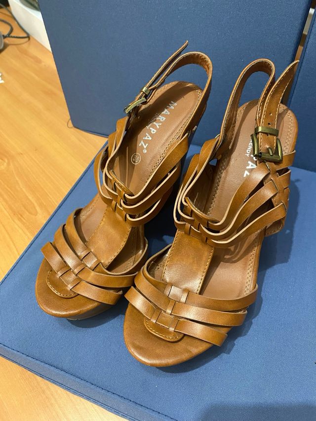Sandalias Marypaz Cuña Marrones Talla 38
