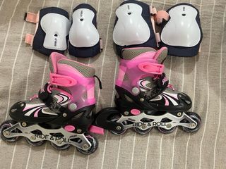 Patines en línea Oxelo rosas y negros talla ajusta