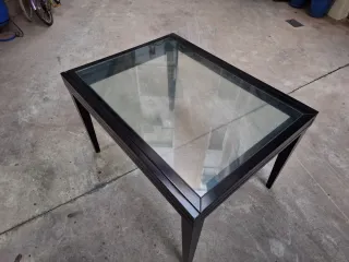 Mesa extensible comedor en madera y cristal