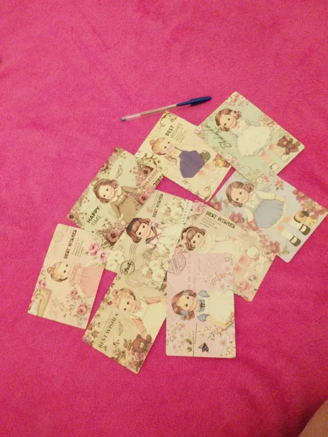 9 Cartoline Vintage Muñecas Paper Doll