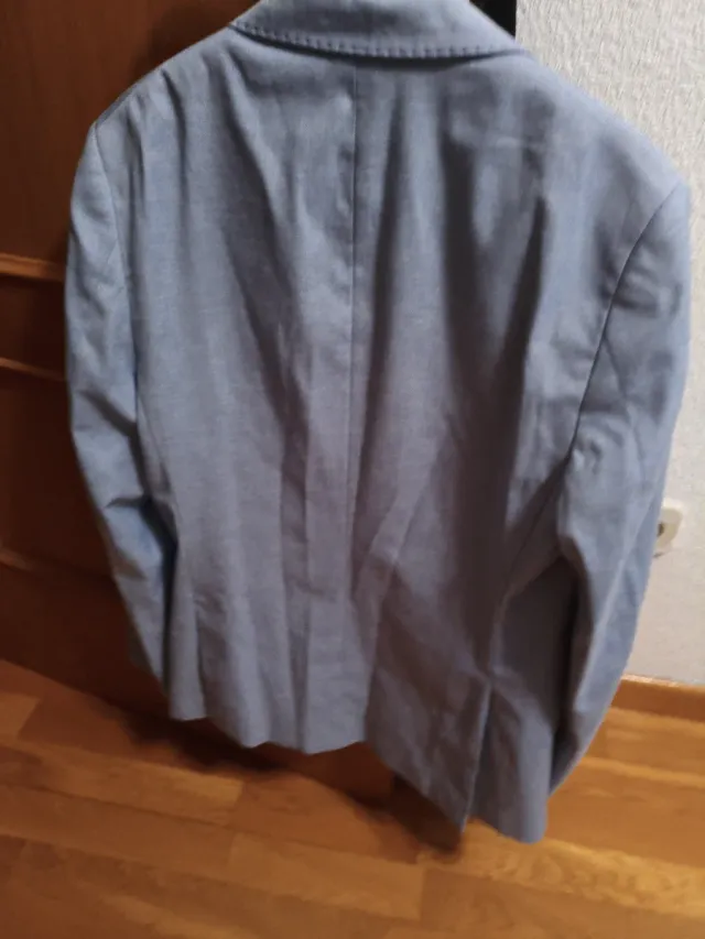 Chaqueta vestir hombre azul forro flores.Talla S