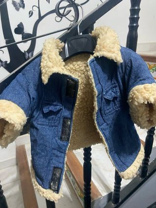 Chaqueta vaquera para perro con borreguito