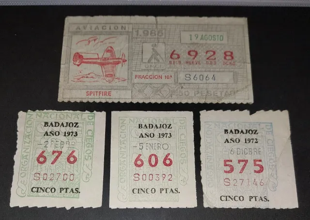 Lote 4 coupon antichi: Aviazione e Lotteria