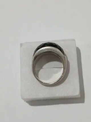 Anel Prata 925 Pedra Preta