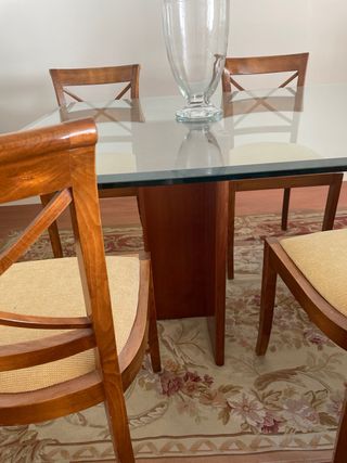 Mesa de comedor de cristal