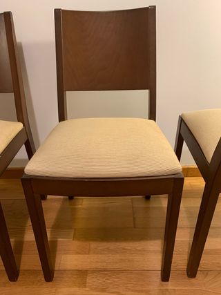 4 Sillas Comedor Madera Tapizadas
