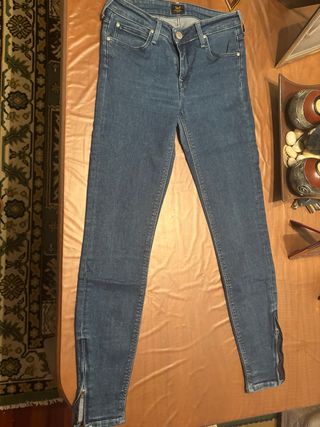 Pantalones Lee Azules Cremallera Tobillo