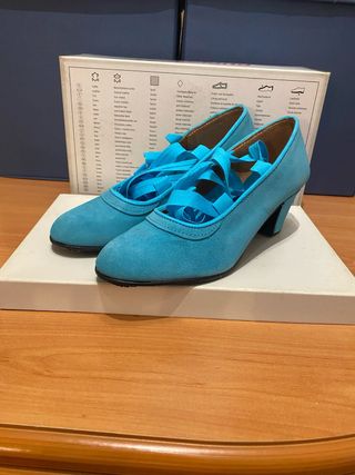 Zapatos Flamenca Azul Elástico