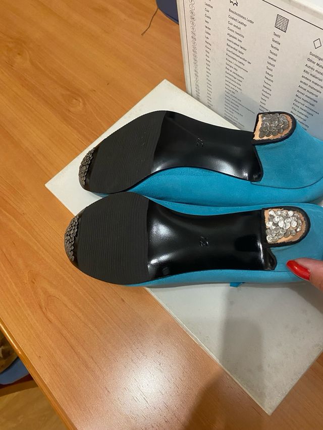 Zapatos Flamenca Azul Elástico