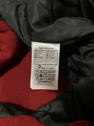 Mono esquí rojo Wedze Talla 10 años.