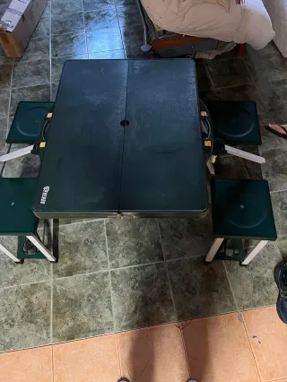 Mesa Picnic Plegable Verde y Blanca