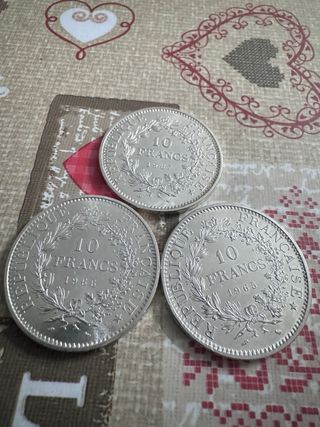 PLATA 10 francos 1965 1966 1967 lote de 3 monedas