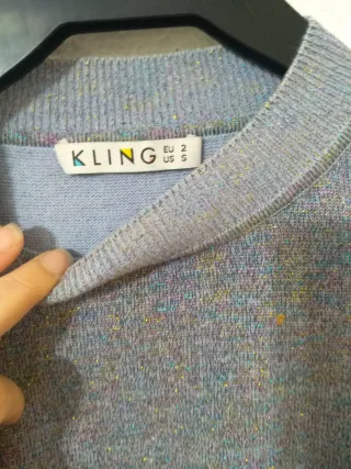 Jersey Kling Gris Brillo Manga Campana