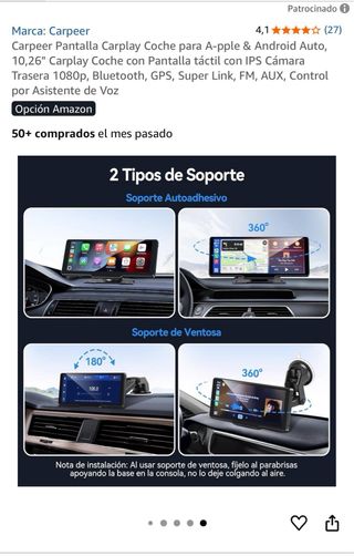 Pantalla Carplay 10.26 IPS con Cámara Trasera