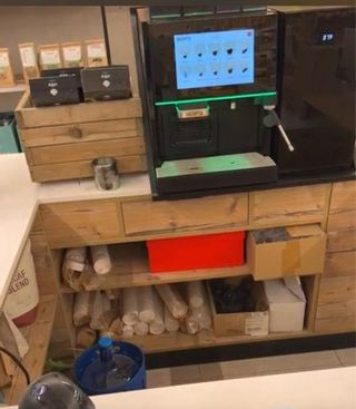 Mostrador de tienda/recepción de madera con Leds