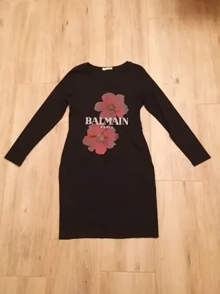 Vestido Balmain Negro Flores