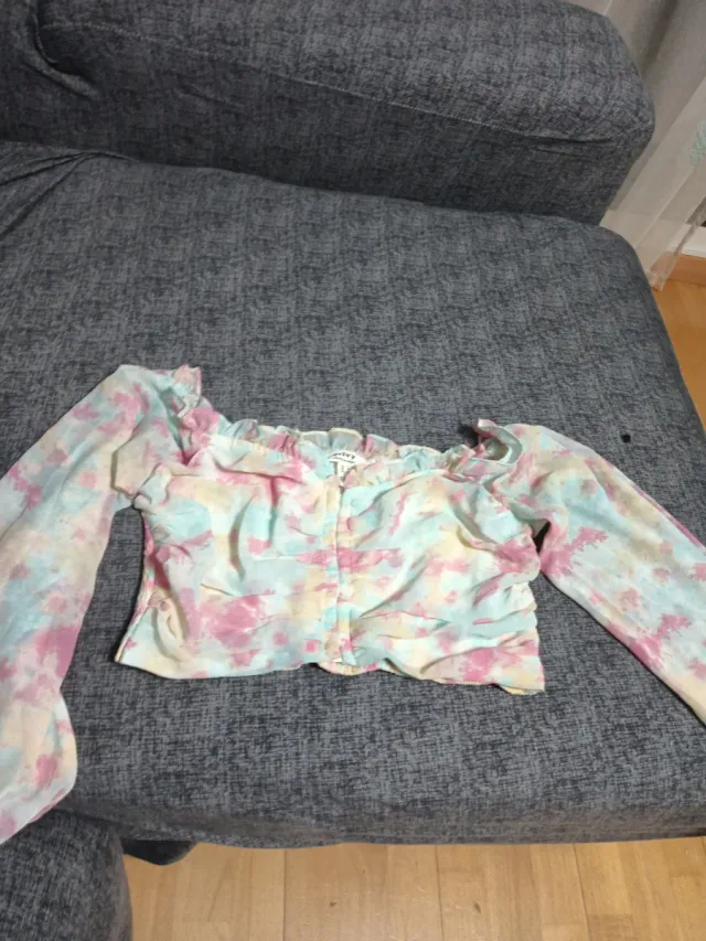 Top manga larga estampado tie-dye