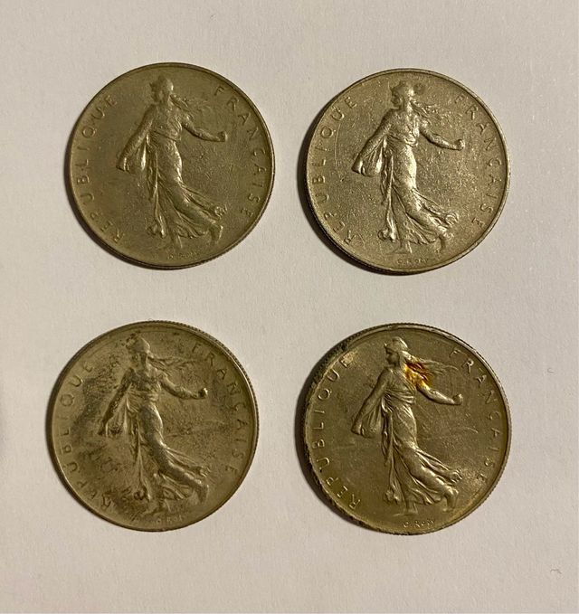 Lote de 4 moedas de 1 Franco 1960 França