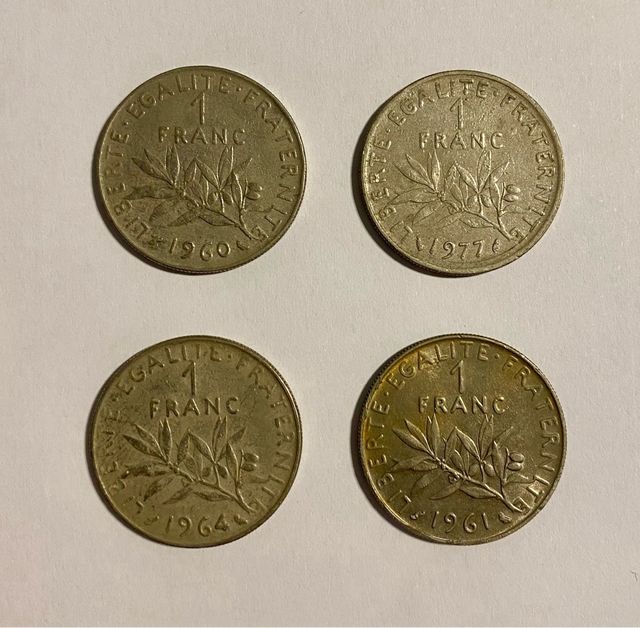 Lote de 4 moedas de 1 Franco 1960 França