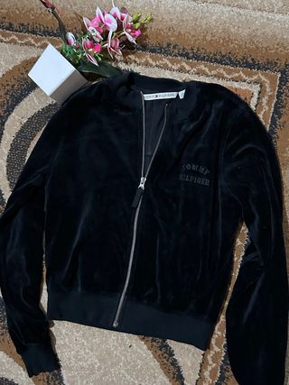 Felpa Tommy Hilfiger Velluto Nera Taglia M