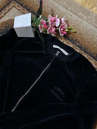 Felpa Tommy Hilfiger Velluto Nera Taglia M