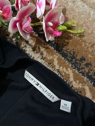 Felpa Tommy Hilfiger Velluto Nera Taglia M