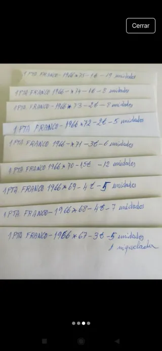 131 Monedas 1 Pta Franco 1947-1966