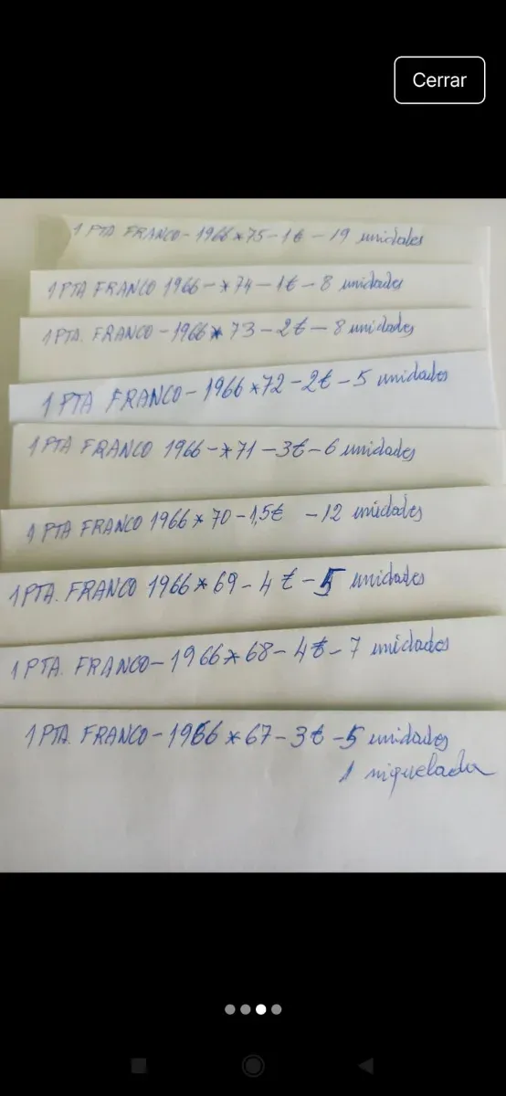 131 Monedas 1 Pta Franco 1947-1966