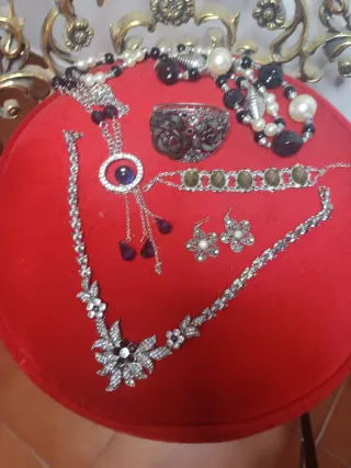 Lote bisutería plateado y negro..lot16