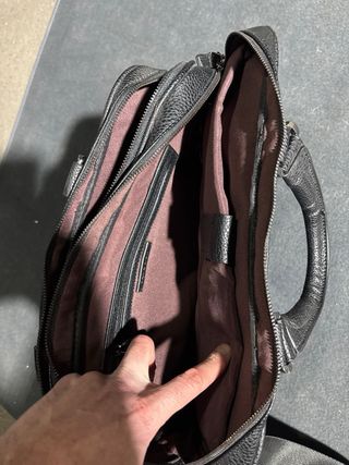 Bolso Piel Zara Negro para trabajo y Portátil