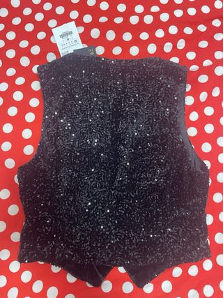 Chaleco lentejuelas negro Zara Talla M