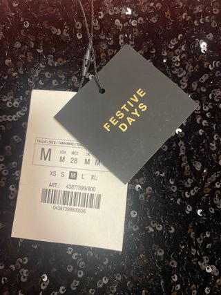 Chaleco lentejuelas negro Zara Talla M