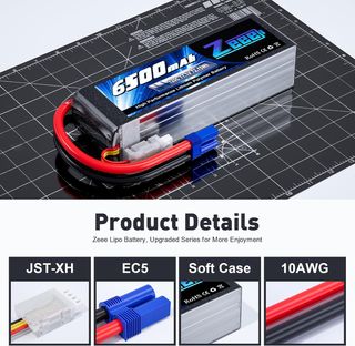 Pack 2 LiPo Zeee 3S 6500mAh 120C EC5