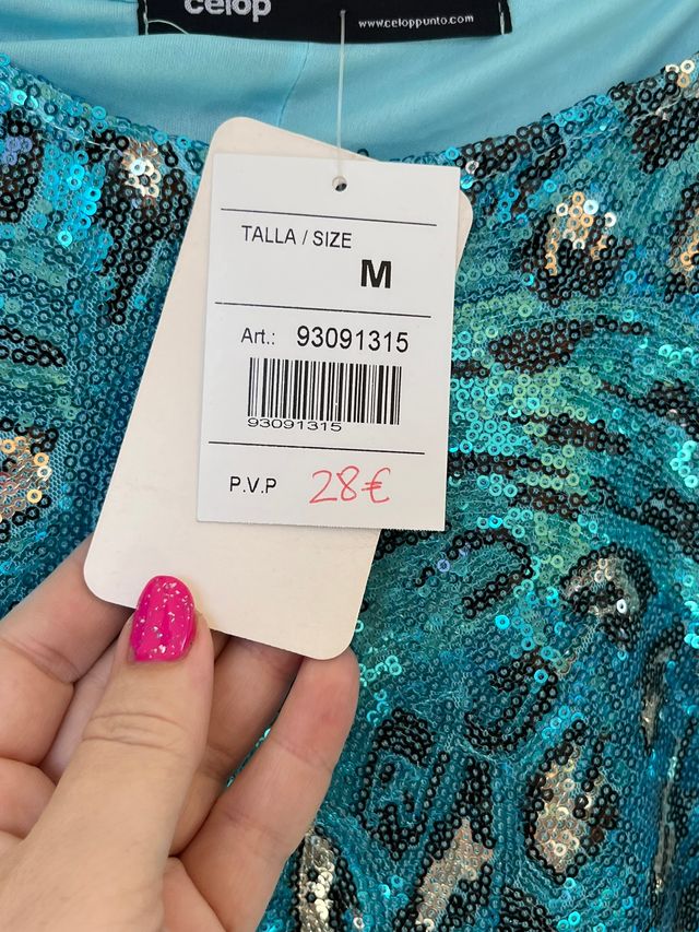 Vestido CELOP azul brillante, animal print, NUEVO