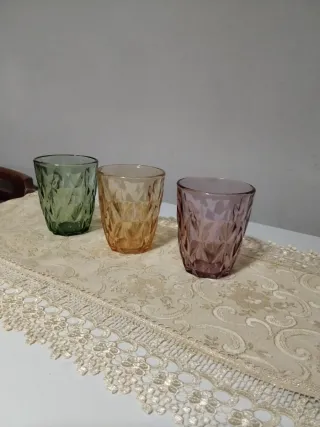 Set 3 Bicchieri Vetro Colorati