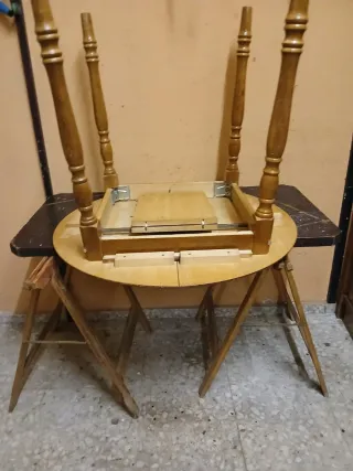 Mesa redonda extensible de madera