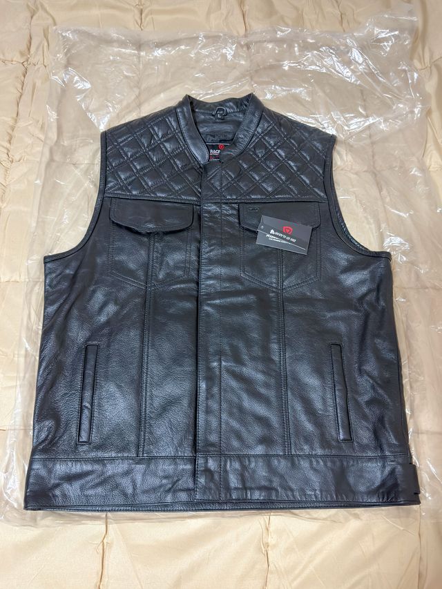 Chaleco de moto cuero 100% auténtico, talla L