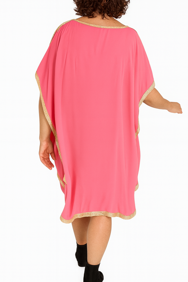 Kaftán rosa fucsia estampado étnico