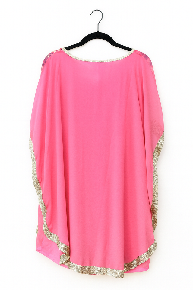 Kaftán rosa fucsia estampado étnico