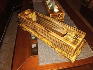 Centro de mesa portavelas madera rústica