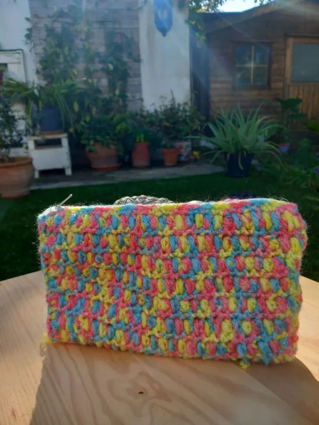 Bolsillo ganchillo hecho a mano multicolor