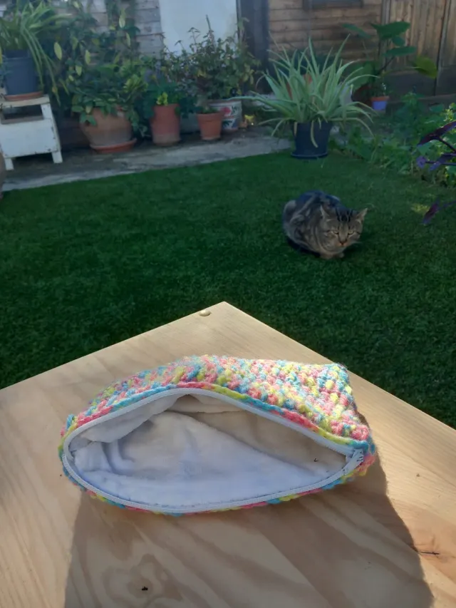 Bolsillo ganchillo hecho a mano multicolor