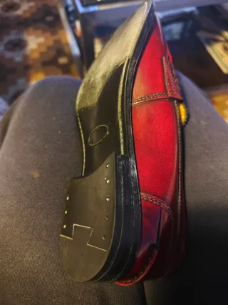 Mocasines de piel auténtica granate mujer talla 38